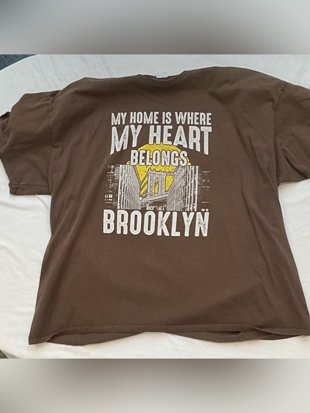 Brown "My Home Is Where My Heart Belongs Brooklyn" Graphic Tee